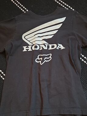 Fox Kids Black Tee with White Honda Wing Graphic